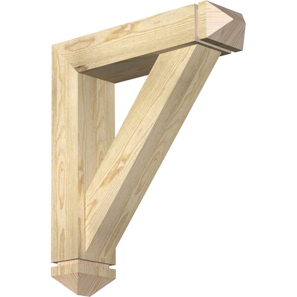 Ekena Millwork Traditional Arts and Crafts Rough Sawn Bracket w/ Offset Brace, Douglas Fir, 6"W x 24"D x 28"H BKT0604X24X28TRA03RDF - main